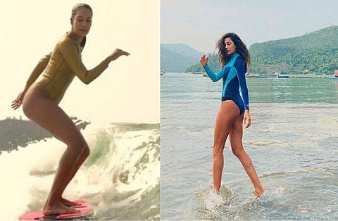 'വേനലിന് മുമ്പ് പരമാവധി സര്‍ഫിംഗ് ചെയ്യണം'; വെള്ളത്തില്‍ തെന്നിക്കളിച്ച് ലിസ 