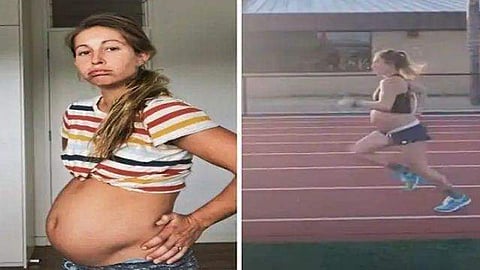 അഞ്ച് മിനിറ്റ്; നിറവയറുമായി യുവതി ഓടിയത് 1.6 കിലോ മീറ്റര്‍; വീഡിയോ