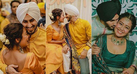 കയ്യില്‍ മൈലാഞ്ചി തേച്ച് മഞ്ഞ സാരിയില്‍ തിളങ്ങി നേഹ കക്കര്‍, പ്രണയം നിറച്ച് രോഹനും; വിവാഹ ആഘോഷം ഗംഭീരം; ചിത്രങ്ങള്‍