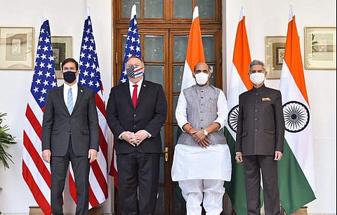 ചൈന ജനാധിപത്യത്തിന് എതിര്; അമേരിക്ക ഇന്ത്യയ്‌ക്കൊപ്പമെന്ന് മൈക് പോംപിയോ; സുപ്രധാന സൈനിക കരാറുകളില്‍ ഒപ്പുവെച്ചു