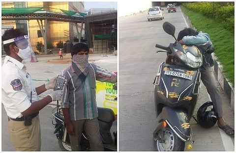 കുടിച്ച് ലക്ക് കെട്ടു; നടു റോഡില്‍ ബൈക്ക് നിര്‍ത്തി ഉറങ്ങി, യുവാവ് പൊലീസ് പിടിയില്‍