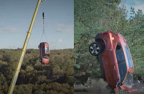 30 മീറ്റര്‍ മുകളില്‍നിന്ന് ഒരു ആഢംബര കാര്‍ താഴെയിട്ടാല്‍? ഇതെന്ത് കളി?-വിഡിയോ