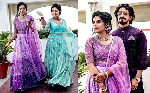 ആര്യയും അഞ്ജനയും അഖിലും വിവാഹനിശ്ചയ വേളയിൽ/ ഫേയ്സ്ബുക്ക്