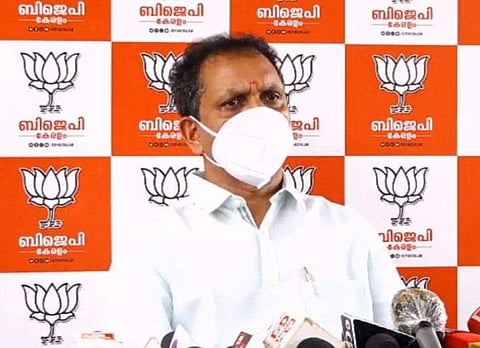 തദ്ദേശ തെരഞ്ഞെടുപ്പ് ഫലത്തിന് ശേഷം ബിജെപി അധ്യക്ഷന്‍ കെ സുരേന്ദ്രന്‍ളെ വാര്‍ത്താസമ്മേളനം/ ടെലിവിഷന്‍ ദൃശ്യം