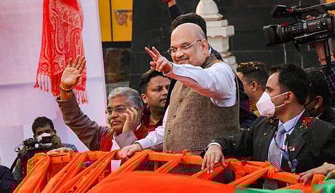 അമിത് ഷാ ബംഗാളിലെ റാലിക്കിടെ/ ചിത്രം: പിടിഐ