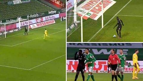 ഇങ്ങനെയൊക്കെ ഗോള്‍ അടിക്കാമോ! ഇത്തരമൊരു കാഴ്ച നേരത്തെ കണ്ടിട്ടുണ്ടോ? ബുണ്ടസ് ലീഗയില്‍ വിവാദം (വീഡിയോ)