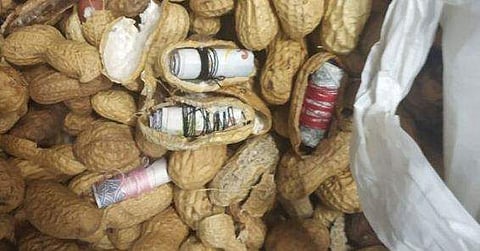 വിദേശ കറൻസി ഒളിപ്പിക്കാൻ തോടു പൊളിക്കാത്ത നിലക്കടലയും ബിസ്കറ്റ് പാക്കറ്റും! അമ്പരന്ന് ഉദ്യോ​ഗസ്ഥർ (വീഡിയോ)