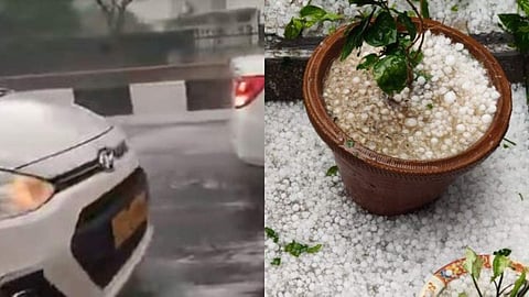 ഡല്‍ഹിയില്‍ കനത്തമഴയും ആലിപ്പഴം വീഴ്ചയും, ഗതാഗതം സ്തംഭിച്ചു (വീഡിയോ)