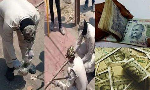 നിരത്തിൽ നിറയെ നോട്ടുകൾ; തിരിഞ്ഞു നോക്കാതെ ജനം; പെറുക്കിയെടുത്ത് പൊലീസ് (വീഡിയോ)