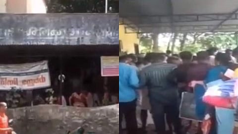 സഹകരണസംഘത്തിന്റെ നേതൃത്വത്തില്‍ നിയന്ത്രണം ലംഘിച്ച് സൗജന്യ കിറ്റ് വിതരണം; ജനം തടിച്ചുകൂടി, എല്‍ഡിഎഫ് ഭാരവാഹികള്‍ക്കെതിരെ കേസെടുക്കുമെന്ന് പൊലീസ് 