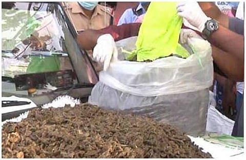 കോവിഡ് ദുരിതാശ്വാസമെന്ന് ബോര്‍ഡ്; തണ്ണിമത്തന്‍ ലോറിയില്‍ കഞ്ചാവ് കടത്ത്; സൂത്രധാരന്‍ ലോക്ക്ഡൗണ്‍ ജാമ്യത്തിലിറങ്ങിയ ക്രിമിനല്‍ കേസ് പ്രതി