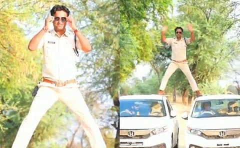 അജയ് ദേവഗൺ ചിത്രത്തിലെ രംഗമനുകരിച്ച് എസ് ഐ; വിഡിയോ വൈറൽ, 5000 രൂപ പിഴ 