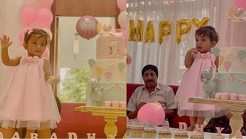 ‌ധ്യാൻ ശ്രീനിവാസന്റെ മകളുടെ ഒന്നാം പിറന്നാൾ, ആരാധ്യയെ രസിപ്പിച്ച് ശ്രീനിവാസനും; ചിത്രങ്ങൾ 