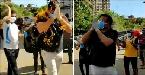 കോവിഡിനെ തോല്‍പ്പിച്ച് പൊലീസ് ഇന്‍സ്‌പെക്ടര്‍ ജന്മനാട്ടിലേക്ക് ; പുഷ്പവൃഷ്ടി നടത്തി വരവേറ്റ് നാട്ടുകാര്‍ ( വീഡിയോ)