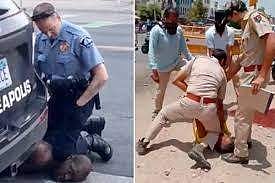 യുഎസ് മോഡല്‍ പൊലീസ് ക്രൂരത ഇന്ത്യയിലും ; യുവാവിന്റെ കഴുത്തില്‍ മുട്ടുകാല്‍ അമര്‍ത്തി ശ്വാസം മുട്ടിച്ച് രാജസ്ഥാന്‍ പൊലീസ് ( വീഡിയോ)