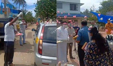 ആരോ​ഗ്യപ്രവർത്തകരോട് മാപ്പു പറഞ്ഞ് പൂന്തുറ; പുഷ്പവൃഷ്ടി നടത്തി സ്വീകരണം; വിഡിയോ