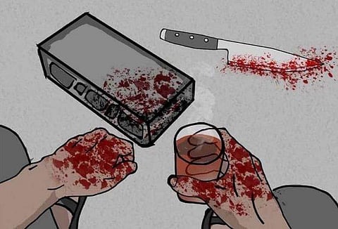 അയല്‍ക്കാര്‍ നോക്കി നില്‍ക്കെ സിമന്റ് കട്ട ഉപയോഗിച്ച് 30 കാരിയെ തലയ്ക്കടിച്ച് കൊന്നു; മൃതദേഹത്തിനരികില്‍ നിന്ന് ചായകുടിച്ച് അച്ഛന്‍