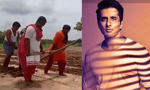 പെൺമക്കളെ കാളകളാക്കി നിലം ഉഴുത് കർഷകൻ; വൈകുന്നേരത്തോടെ ഒരു ട്രാക്ടര്‍ വീട്ടിലെത്തുമെന്ന് സോനൂ സൂദ്; വിഡിയോ