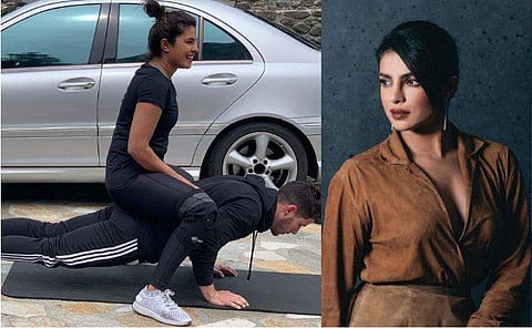 നിക്കിന് 'ഭാരമായി' പ്രിയങ്ക, പ്രിയതമയെ മുകളിലിരുത്തി പുഷ്അപ്പ്, ചിത്രം വൈറല്‍