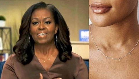 മിഷേല്‍ ഒബാമയുടെ മാലയാണ് താരം, 'വോട്ട്' നെക്ലസ് തരംഗമാകുന്നു