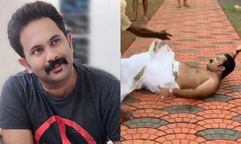 ഷൂട്ടിങ്ങിനിടെ മുണ്ട് അഴിഞ്ഞു, ആദ്യത്തേതും അവസാനത്തെയും ശയനപ്രദക്ഷിണമെന്ന് അജു; പണി പാളിയ വിഡിയോ 