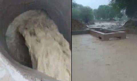 ചുറ്റിലും പ്രളയ ജലം, പ്രത്യേക സംവിധാനത്തിലൂടെ താഴേക്ക് ഒഴുക്കിവിടുന്നു; വ്യത്യസ്തമായ മഴവെളള സംഭരണ മാതൃക (വീഡിയോ)