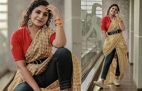 പട്ടുസാരിയ്ക്കൊപ്പം ജീൻസ്; ഫ്രീക്ക് പെണ്ണായി നൂറിൻ ഷെരീഫ്; ചിത്രങ്ങൾ