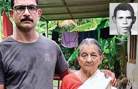 പൊന്നമ്മ മകനോടൊപ്പം (ഇന്‍സെറ്റില്‍ ശിവരാമ കാരണവര്‍)