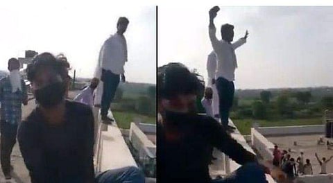 ഭക്ഷണം ലഭിക്കുന്നില്ല ; ആശുപത്രിക്കെട്ടിടത്തിന് മുകളില്‍ കോവിഡ് രോഗികളുടെ പ്രതിഷേധം ; ആശങ്കയോടെ ജനക്കൂട്ടം ( വീഡിയോ)