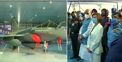 ഇന്ത്യയുടെ 'സുവര്‍ണാസ്ത്രമായി' ഇനി റഫാലും ; വ്യോമസേനയുടെ ഭാഗമായി റഫാല്‍ യുദ്ധവിമാനങ്ങള്‍ ( വീഡിയോ)