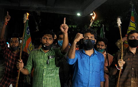 കൊച്ചിയില്‍ ബിജെപി നടത്തിയ പ്രതിഷേധത്തില്‍ നിന്ന്/ ചിത്രം: എ സനേഷ്