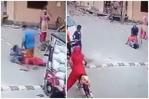 മകളെ ശല്യം ചെയ്തത് ചോദ്യം ചെയ്തു;  വയോധികയെ നടുറോഡിലിട്ട് തല്ലിച്ചതച്ചു; കസേര കൊണ്ട് തലയ്ക്കടിച്ചു; അറസ്റ്റ്; വീഡിയോ