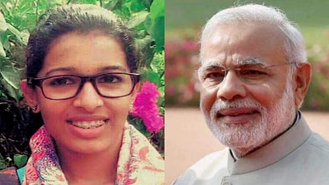 ജസ്‌ന, പ്രധാനമന്ത്രി നരേന്ദ്രമോദി