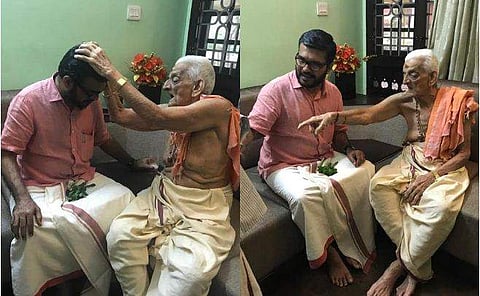 എംബി രാജേഷ് ഉണ്ണികൃഷ്ണൻ നമ്പൂതിരിയെ കാണാനെത്തിയപ്പോൾ/ ഫേയ്സ്ബുക്ക്