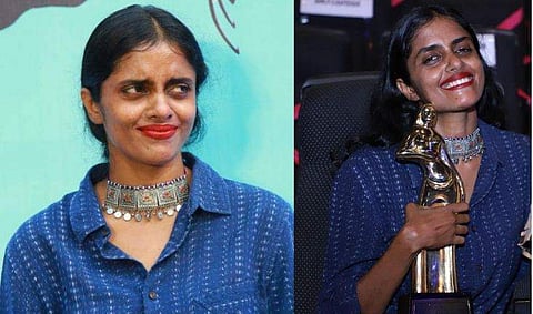 സംസ്ഥാന ചലച്ചിത്ര പുരസ്കാരം വാങ്ങാൻ എത്തിയ കനി കുസൃതി/ ഫേയ്സ്ബുക്ക്