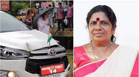 അപകടത്തിൽപ്പെട്ട കാർ, ചിഞ്ചുറാണി/ ടെലിവിഷൻ ചിത്രം