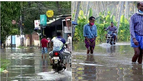 കനത്ത മഴയെത്തുടർന്ന് റോഡുകളിൽ വെള്ളം കയറി