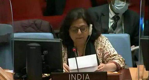 യു എൻ യോ​ഗത്തിൽ ഡോ. കാജൽ ഭട്ട് സംസാരിക്കുന്നു/ വീഡിയോ ദൃശ്യത്തിൽ നിന്ന്