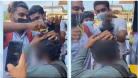 വിദ്യാർത്ഥിയുടെ മുടി മുറിക്കുന്നു/ ടെലിവിഷൻ ദൃശ്യം