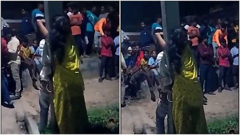 യുവതിയെയും 24കാരനയും പോസ്റ്റില്‍ കെട്ടിയിട്ട് ക്രൂരമായി മര്‍ദ്ദിക്കുന്നതിന്റെ വിഡിയോ ദൃശ്യം