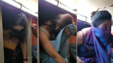 രഹസ്യമുറിയില്‍ നിന്നും പൊലീസ് യുവതികളെ പുറത്തിറക്കുന്നു