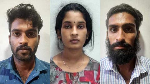 പ്രതികളായ അമൽ, മേഘ, മാനുവൽ എന്നിവർ/ ചിത്രം: ന്യൂ ഇൻഡ്യൻ എക്സ്പ്രസ്