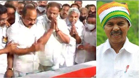 പി ടി തോമസിന് നേതാക്കൾ അന്ത്യാഞ്ജലി അർപ്പിക്കുന്നു/ ടെലിവിഷൻ ദൃശ്യം