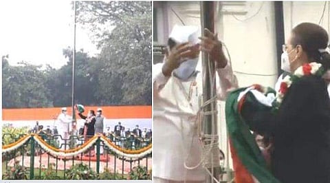 പതാക താഴെ വീണപ്പോൾ/ വീഡിയോ ദൃശ്യം