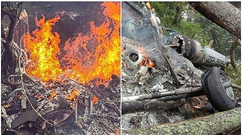 ഹെലികോപ്റ്റർ കത്തിയമർന്നപ്പോൾ/ പിടിഐ ചിത്രം