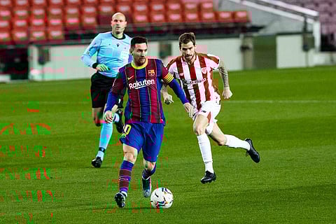 അത്ലറ്റിക്ക് ക്ലബിനെതിരെ മെസിയുടെ മുന്നേറ്റം/ ട്വിറ്റർ