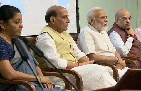 നിര്‍മ്മല, രാജ്‌നാഥ് സിങ്, നരേന്ദ്രമോദി, അമിത് ഷാ/ എഎന്‍ഐ ചിത്രം