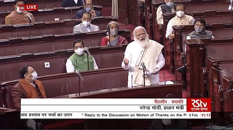 പ്രധാനമന്ത്രി  കര്‍ഷക സമരം രാജ്യസഭയില്‍ പ്രസംഗിക്കുന്നു / എഎന്‍ഐ ചിത്രം