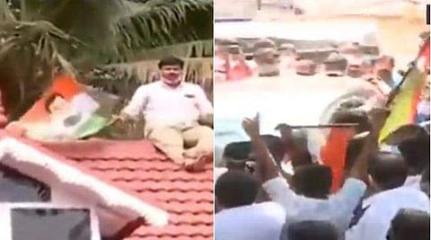 ഉമ്മന്‍ചാണ്ടിയുടെ വീടിന് മുന്നില്‍ നടന്ന പ്രതിഷേധം / ടെലിവിഷന്‍ ചിത്രം