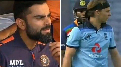 വിരാട് കോഹ്‌ലി, ടോം കറാന്‍, ക്രുനാല്‍ പാണ്ഡ്യ/വീഡിയോ ദൃശ്യം